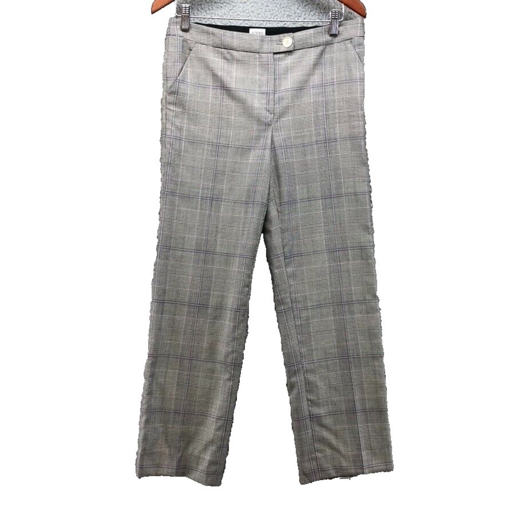 Armani Collezioni Dress Pants Womens 8 Black Houndstooth Plaid Career Office